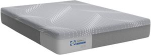 Front view of the Sealy® Posturepedic® Hybrid Medina Firm Tight Top Queen Mattress in a Box