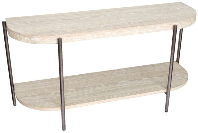 Magnussen Home® Jennings Edgecomb Gray Demilune Sofa Table with Weathered Antique Nickel Base-4