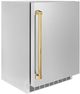 ZLINE Autograph Edition Touchstone 5.2 Cu. Ft. Stainless Steel Freestanding Beverage Center with Polished Gold Handle-2