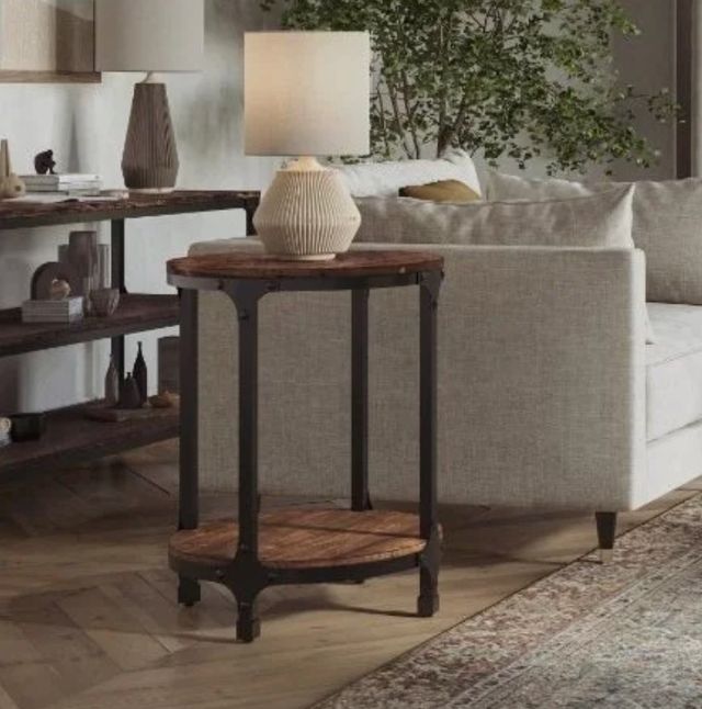 Jofran Inc. Urban Nature Black/Brown Round Chairside Table-1