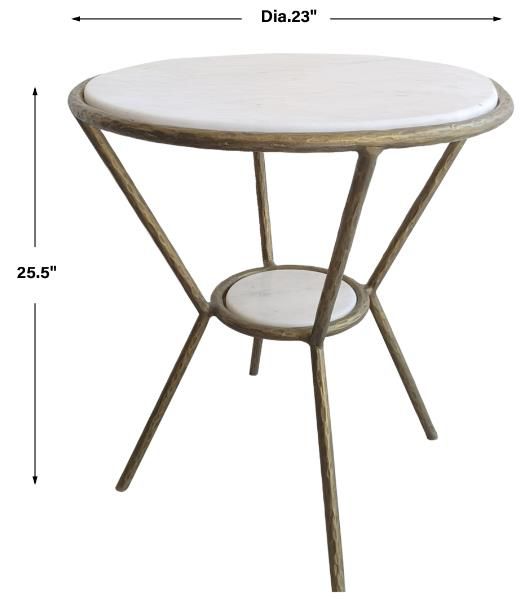 Uttermost® Refuge White Side Table with Antique Gold Frame-2