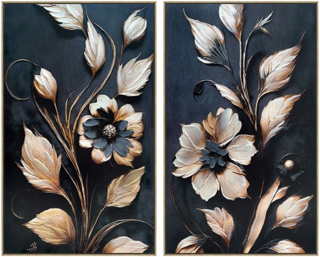 Classy Living 2-Piece Opulent Golden Ginkgo Elegance Wall Art Set-0
