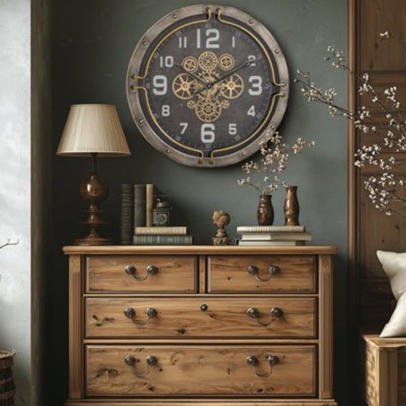 YHD Galvanized Steel/Gold Luxem Gear Clock-1