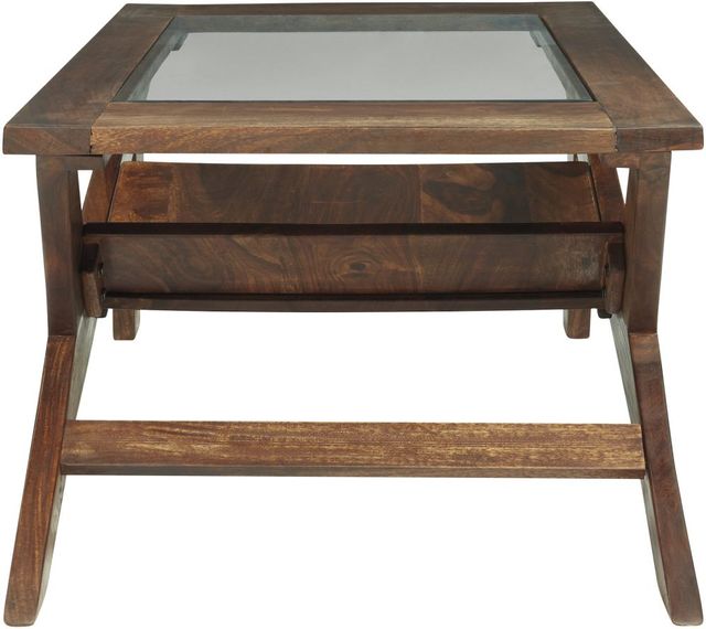 Signature Design by Ashley® Charzine Glass Top Coffee Table with Warm Brown Base-1