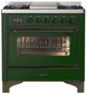 Ilve® Majestic III 36" Emerald Green Pro Style Dual Fuel Natural Gas Range with 6 Black Brass Burners and Burnished Trim-0