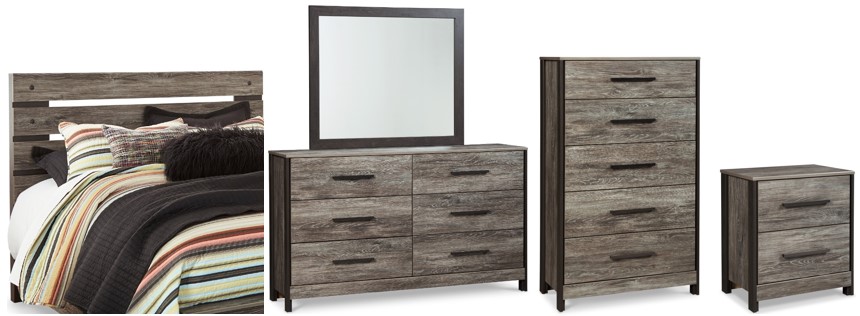 Signature Design by Ashley® Cazenfeld 5-Piece Black/Gray King/California King Panel Headboard Bed Set