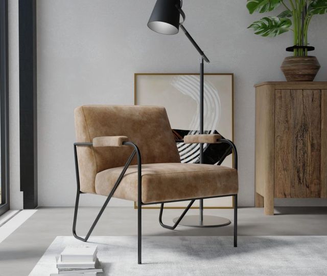 International Furniture Direct Lotus Cognac/Matte Black Accent Chair-2