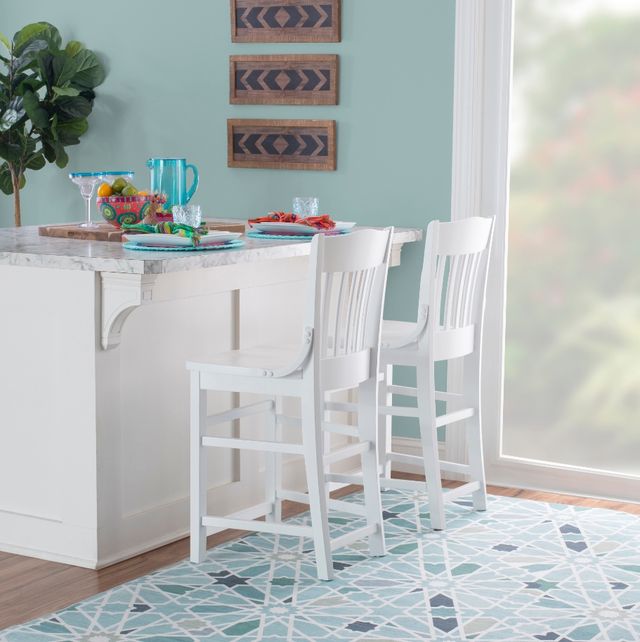 Linon Jericho 2-Piece White Wood Seat Counter Stool Set-1
