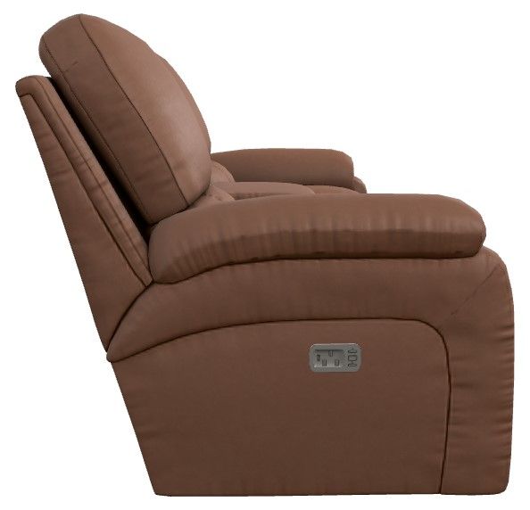 La-Z-Boy® Greyson Caramel Leather Power Reclining Loveseat with Console and Headrest-2