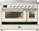 Ilve® Majestic III 48" Antique White Pro Style Induction Range with 6 Elements and Chrome Trim-2