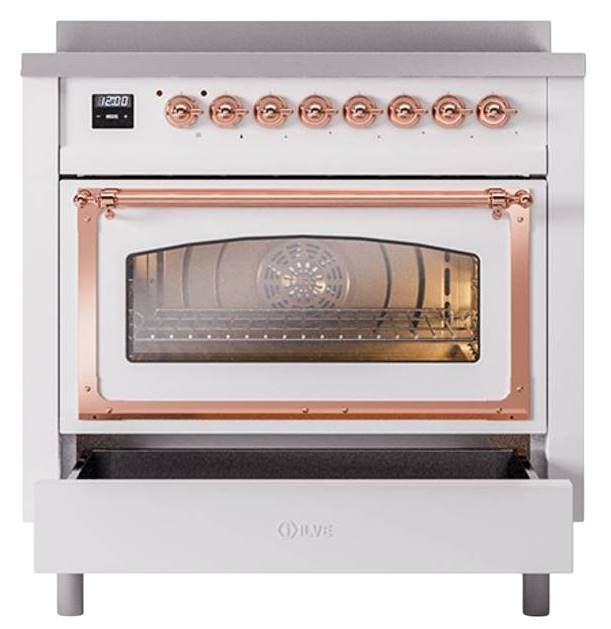 Ilve® Nostalgie II Noblesse 36'' Custom RAL Color Pro Style Induction Range with Copper Trim-3