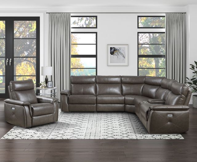 Homelegance® Maroni 6-Piece Dark Brown Curved Power Reclining Sectional-1