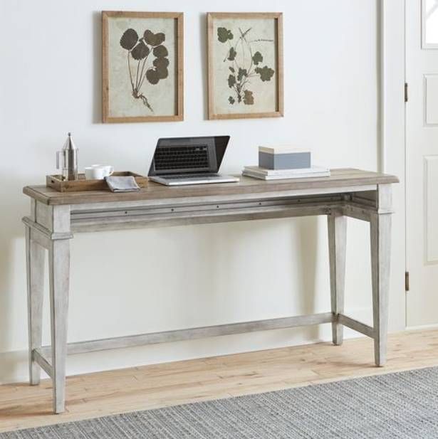 Liberty Furniture Heartland Antique White Console Bar Table with Tobacco Top-8
