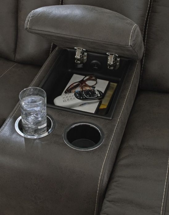 American Wholesale Furniture Transformer Iron Power Reclining Loveseat with Console-1