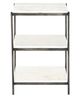 Four Hands Felix Polished White Marble Nightstand with Hammered Gray Finish-2