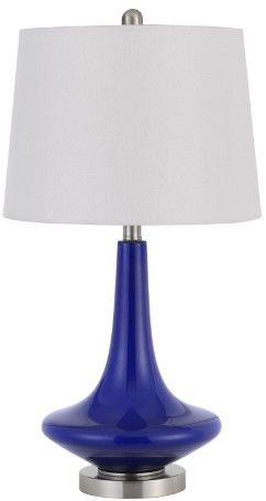 Cal® Lighting & Accessories Kleve 2-Piece Navy Blue/White Glass Table Lamp Set-1