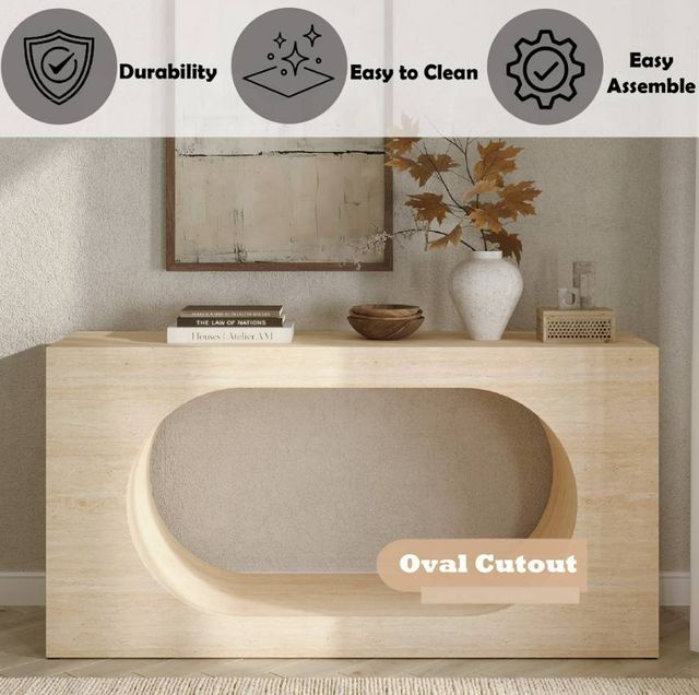 ACME Furniture Inca Travertine Stone Console Table-4