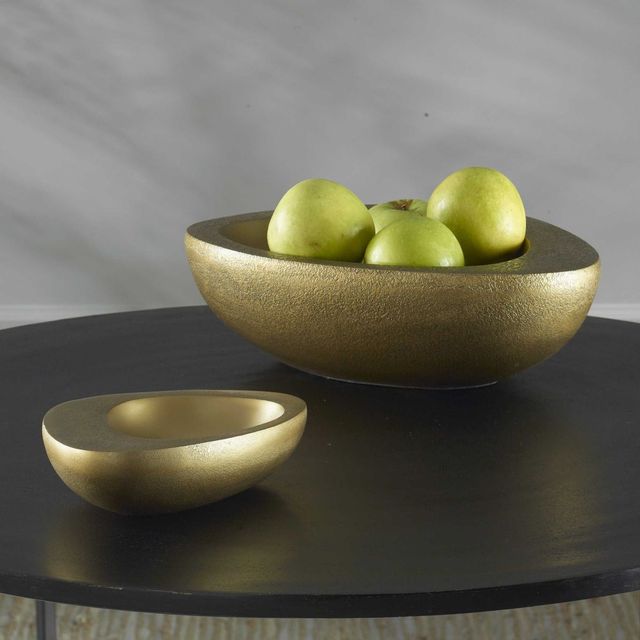 Uttermost® Ovate 2-Piece Antique Brass Bowl Set-1