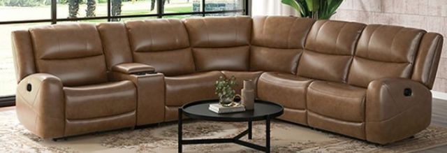 Furniture of America® Leolinus 5-Piece Brown Curved Manual Reclining Sectional-0