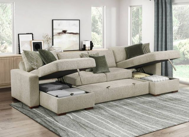 Homelegance® Isla 3-Piece Sage Sand Reversible Chaise Sectional with Pull-out Bed-2