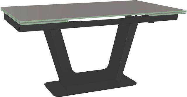 Amisco Customizable Amelia 91" Rectangular Extendable Table with 0.5" Taupe Glass Top and 2 Leaves-0