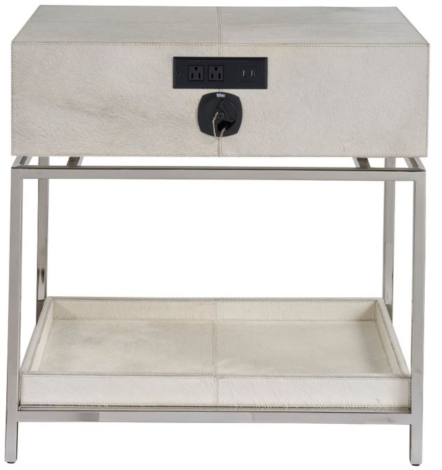 Universal Explore Home™ New Modern Gray/Polished Nickel Lyra Nightstand-3