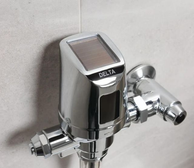 DELTA Commercial EZ Adjust® Chrome Electronic Exposed Urinal Flush Valve with Mechanical Manual Override - Solar Operated-1