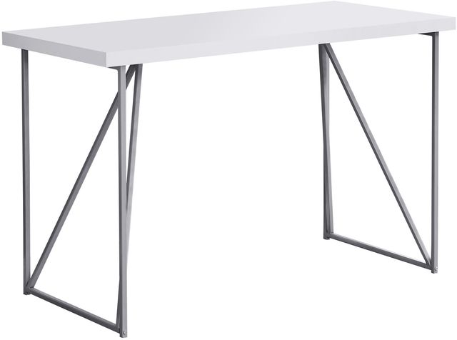 Monarch Specialties Inc. 48"L White and Silver Metal Computer Desk-0