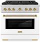 ZLINE Autograph Edition Paramount 36" Stainless Steel Pro Style Dual Fuel Range with White Matte Door and Champagne Bronze Accents-0
