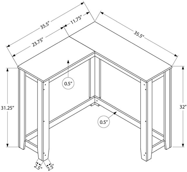 Monarch Specialties Inc. Dark Taupe 36" Corner Console Table-2