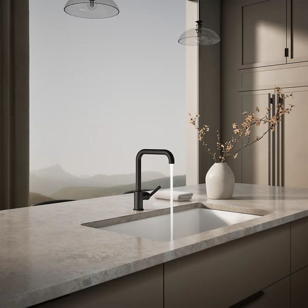 KOHLER® Purist® Matte Black Single-Handle Kitchen Sink Faucet-2