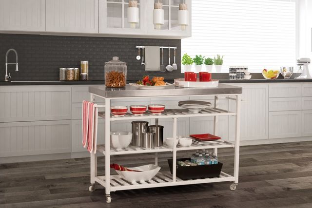 HH2 Home Kennon White Stainless Steel Kitchen Cart-4
