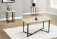 Monarch Specialties Inc. 3-Piece Cream Stone Accent Tables Set with Black Metal Bases-1