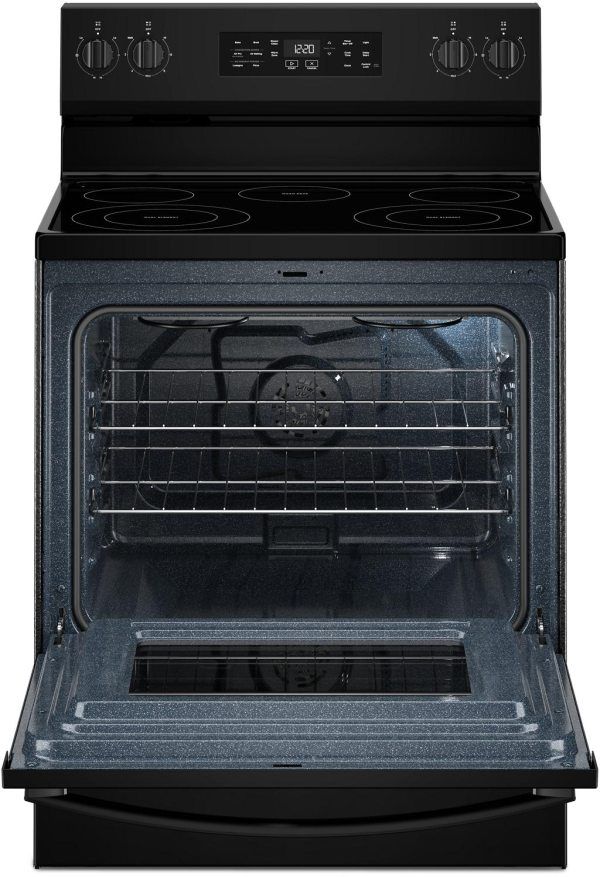 Whirlpool® 30" Black Freestanding Glass-Top Electric Range with Air Cooking Technology-2
