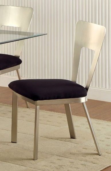 Furniture of America® Nova 2-Piece Black/Silver Dining Side Chair Set-2
