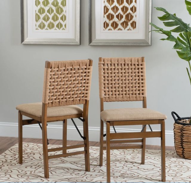 Linon Natural 2-Piece Natural Folding Dining Chair Set-1