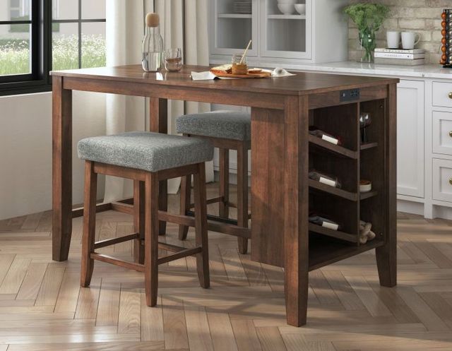Elements International Santa Barbara 3-Piece Dark Gray/Walnut Kitchen Island Set-1