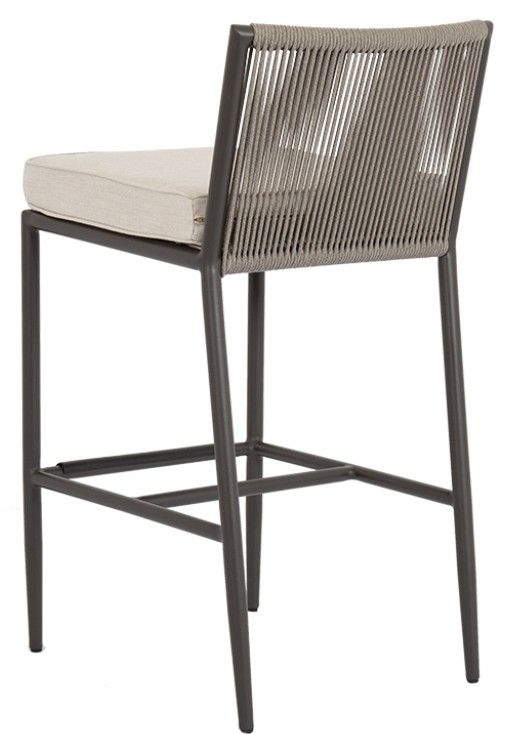 Sunset West Pietra Stone Gray Aluminum/Olefin Rope Outdoor Counter Stool with Echo Ash Cushion-3