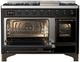 Ilve® Majestic III 48" Glossy Black Pro Style Dual Fuel Natural Gas Range with Triple Glass Door and Burnished Trim-3