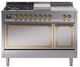 Ilve® Nostalgie II Noblesse 48'' Stainless Steel Pro Style Dual Fuel Range with Brass Trim-0