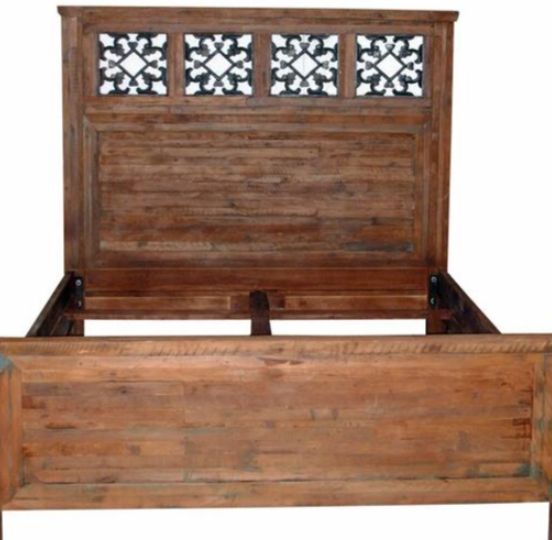 Jaipur Furniture Vintage Brown Queen Panel Bed-1