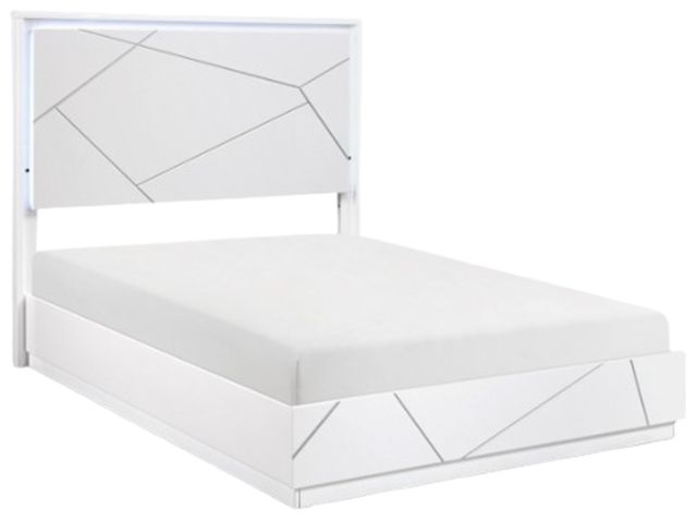 Homelegance® Orlo High Gloss White Queen Panel Bed-0