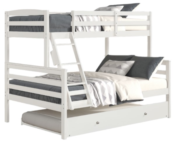 Lifestyle B803W White Twin/Full Bunk Bed with Trundle