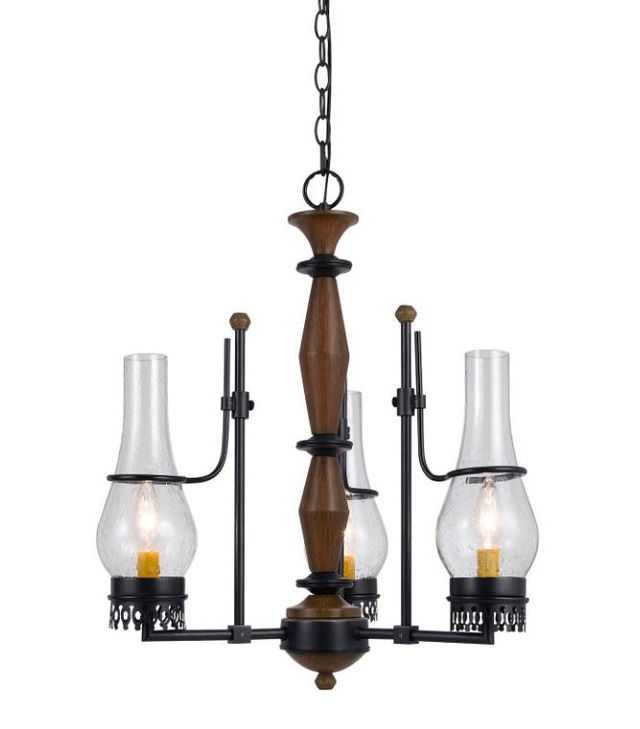 Cal® Lighting & Accessories Trenton 3-Light Metal/Wood Chandelier-0