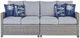 Signature Design by Ashley® Naples Beach 2-Piece Light Gray Fabric/Wicker Outdoor Sectional Loveseat-1