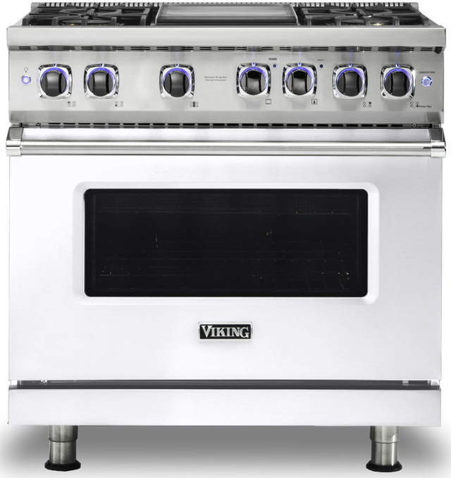 Viking® 7 Series 36" White Pro Style Dual Fuel Natural Gas Range-0