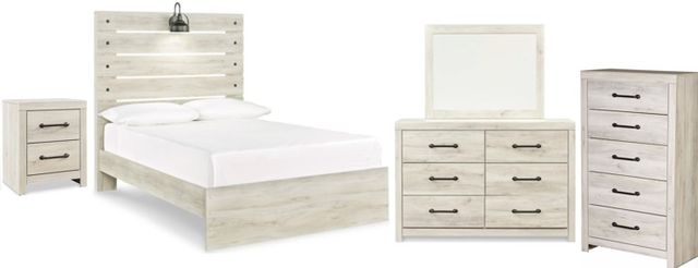 Signature Design by Ashley® Cambeck 5-Piece Whitewash Full Panel Bed Set-0