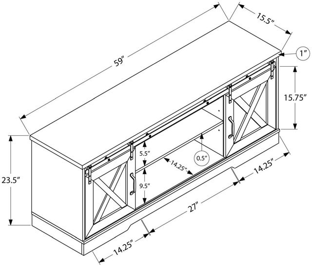 Monarch Specialties Inc. Grey TV Stand-3