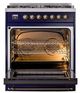 Ilve® Nostalgie II Noblesse 30" Midnight Blue Pro Style Dual Fuel Range with Burnished Trim-2