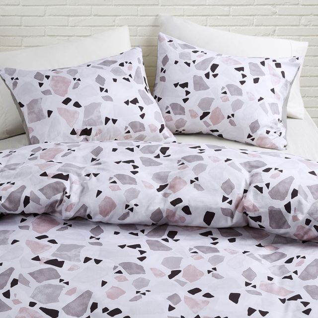 Olliix by CosmoLiving Terrazzo Cotton Printed Blush and Grey Full/Queen Comforter Set-1